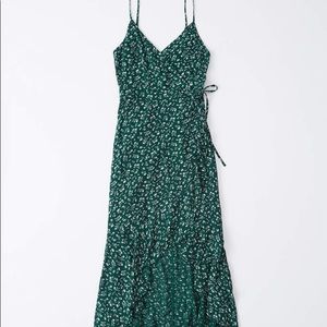 Abercrombie & Fitch Green Floral Wrap Dress XS